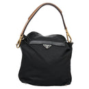 PRADA Shoulder Bag Nylon Black Gold Auth BD928V-2