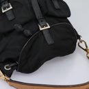 PRADA Shoulder Bag Nylon Black Gold Auth BD928V-6