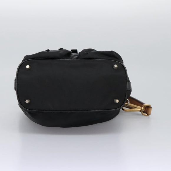 PRADA Shoulder Bag Nylon Black Gold Auth BD928V