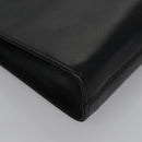 Salvatore Ferragamo Gancini Chain Shoulder Bag Leather Black Gold Auth BD929-10