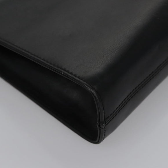 Salvatore Ferragamo Gancini Chain Shoulder Bag Leather Black Gold Auth BD929