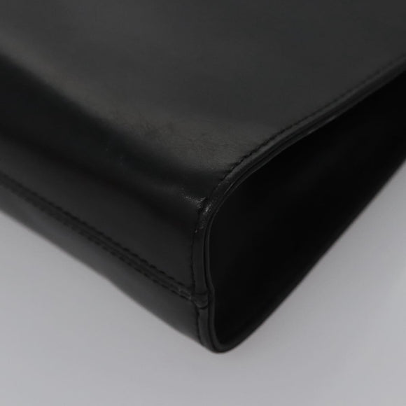 Salvatore Ferragamo Gancini Chain Shoulder Bag Leather Black Gold Auth BD929