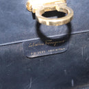 Salvatore Ferragamo Gancini Chain Shoulder Bag Leather Black Gold Auth BD929-15