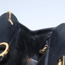 Salvatore Ferragamo Gancini Chain Shoulder Bag Leather Black Gold Auth BD929-17