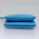 CELINE Trio Small Shoulder Bag Leather Blue Gold Auth BD931-5