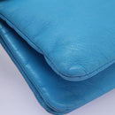 CELINE Trio Small Shoulder Bag Leather Blue Gold Auth BD931-9