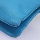 CELINE Trio Small Shoulder Bag Leather Blue Gold Auth BD931-15