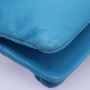 CELINE Trio Small Shoulder Bag Leather Blue Gold Auth BD931-16