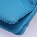 CELINE Trio Small Shoulder Bag Leather Blue Gold Auth BD931-17