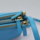 CELINE Trio Small Shoulder Bag Leather Blue Gold Auth BD931-10