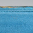 CELINE Trio Small Shoulder Bag Leather Blue Gold Auth BD931-18