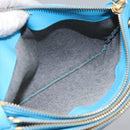CELINE Trio Small Shoulder Bag Leather Blue Gold Auth BD931-11
