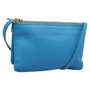 CELINE Trio Small Shoulder Bag Leather Blue Gold Auth BD931-1