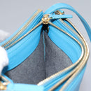 CELINE Trio Small Shoulder Bag Leather Blue Gold Auth BD931-21