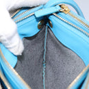 CELINE Trio Small Shoulder Bag Leather Blue Gold Auth BD931-22