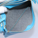 CELINE Trio Small Shoulder Bag Leather Blue Gold Auth BD931-23