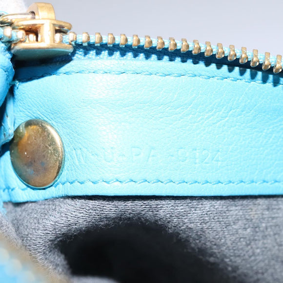 CELINE Trio Small Shoulder Bag Leather Blue Gold Auth BD931