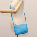 CELINE Trio Small Shoulder Bag Leather Blue Gold Auth BD931-24