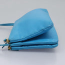 CELINE Trio Small Shoulder Bag Leather Blue Gold Auth BD931-3