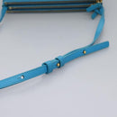 CELINE Trio Small Shoulder Bag Leather Blue Gold Auth BD931-8