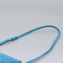 CELINE Trio Small Shoulder Bag Leather Blue Gold Auth BD931-14