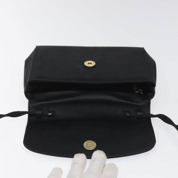 Salvatore Ferragamo Shoulder Bag Satin Black Auth BD949