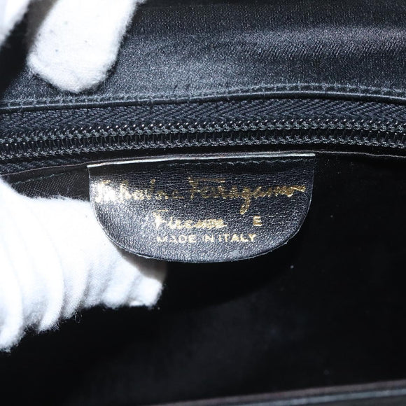 Salvatore Ferragamo Shoulder Bag Satin Black Auth BD949
