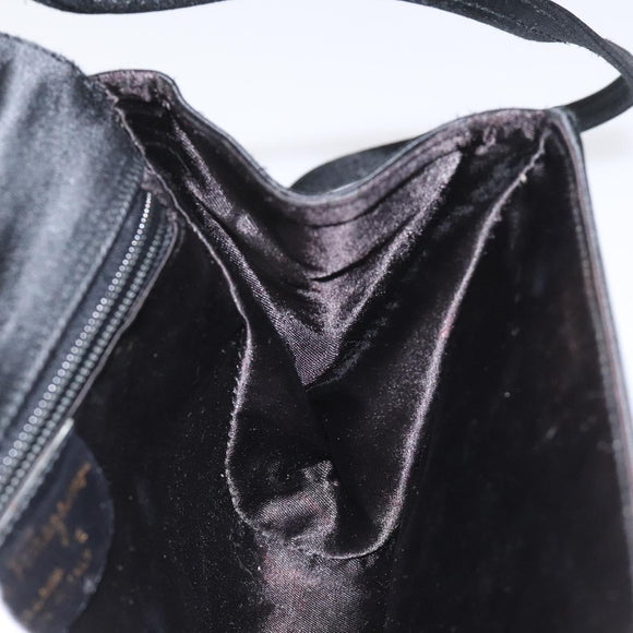 Salvatore Ferragamo Shoulder Bag Satin Black Auth BD949