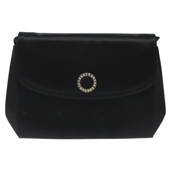 Salvatore Ferragamo Shoulder Bag Satin Black Auth BD949
