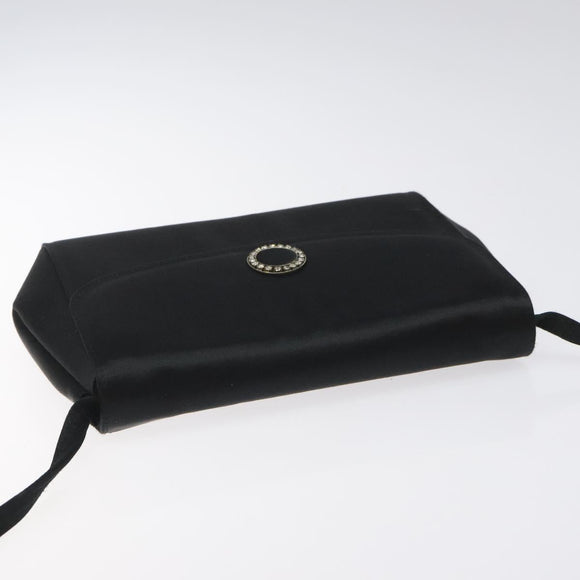 Salvatore Ferragamo Shoulder Bag Satin Black Auth BD949