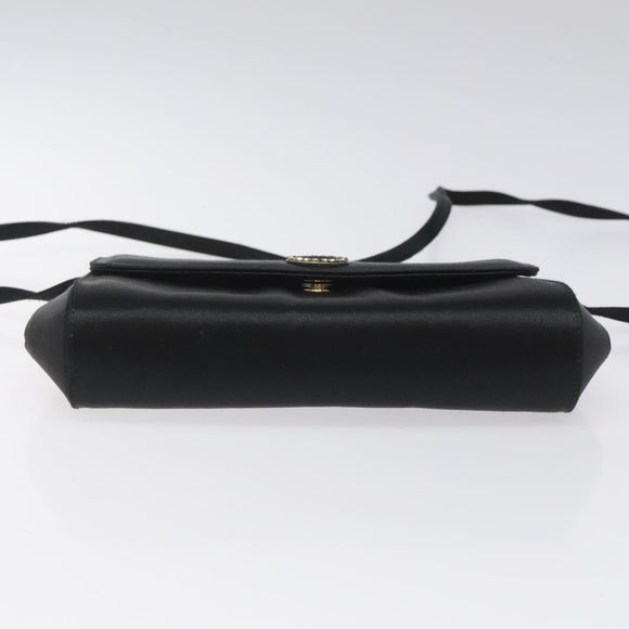 Salvatore Ferragamo Shoulder Bag Satin Black Auth BD949
