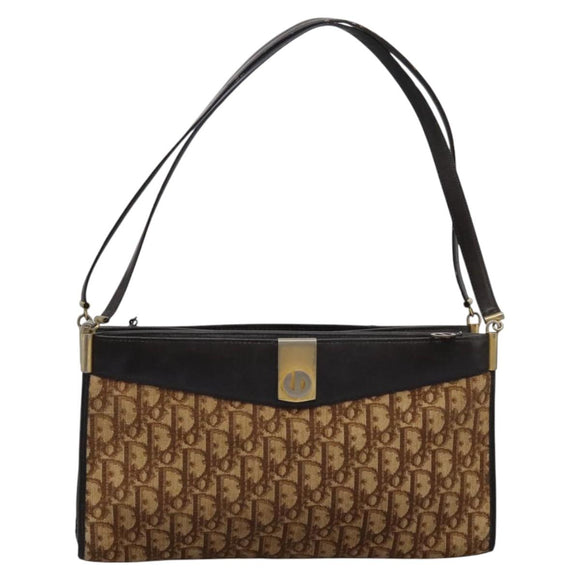 Christian Dior Trotter Canvas Shoulder Bag Brown Auth BD951