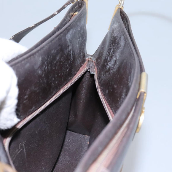 Christian Dior Trotter Canvas Shoulder Bag Brown Auth BD951