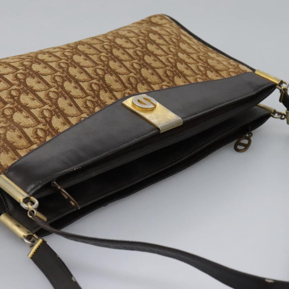 Christian Dior Trotter Canvas Shoulder Bag Brown Auth BD951