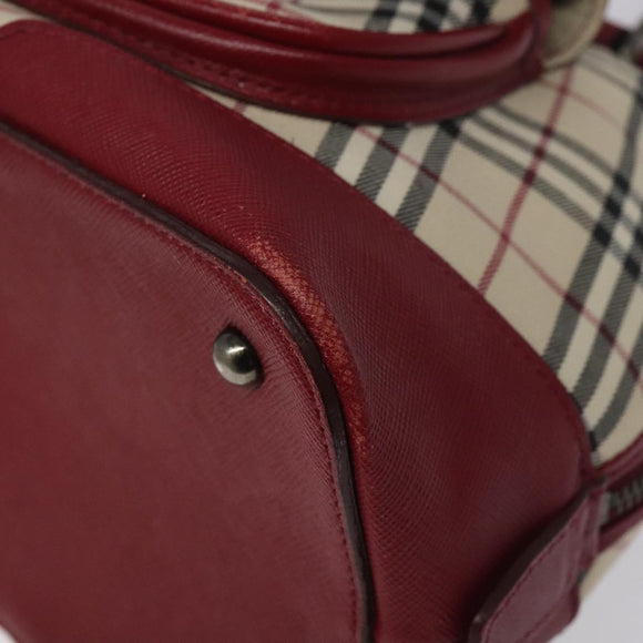 BURBERRY Nova Check Hand Bag Canvas Leather Beige Auth BD953