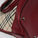 BURBERRY Nova Check Hand Bag Canvas Leather Beige Auth BD953-11