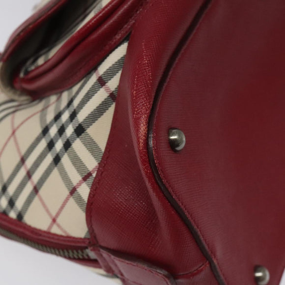 BURBERRY Nova Check Hand Bag Canvas Leather Beige Auth BD953