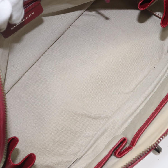 BURBERRY Nova Check Hand Bag Canvas Leather Beige Auth BD953