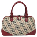 BURBERRY Nova Check Hand Bag Canvas Leather Beige Auth BD953-2
