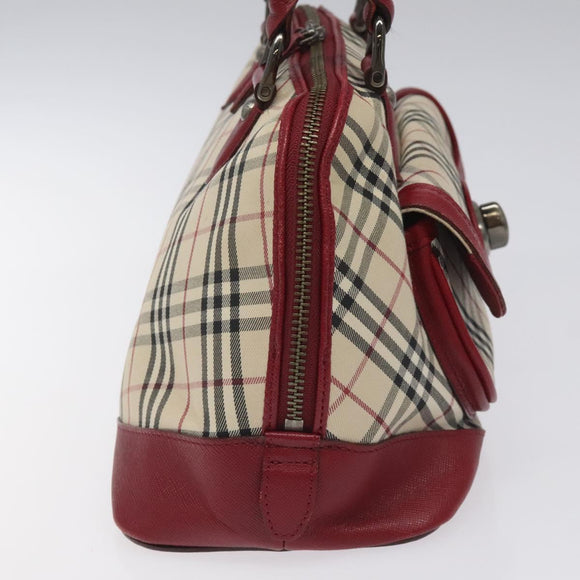 BURBERRY Nova Check Hand Bag Canvas Leather Beige Auth BD953