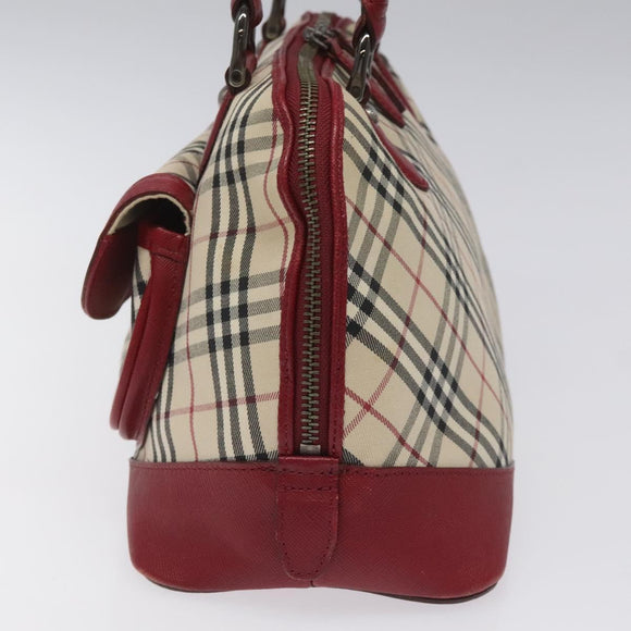 BURBERRY Nova Check Hand Bag Canvas Leather Beige Auth BD953