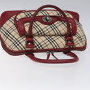 BURBERRY Nova Check Hand Bag Canvas Leather Beige Auth BD953-6