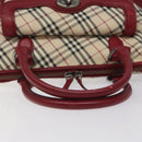 BURBERRY Nova Check Hand Bag Canvas Leather Beige Auth BD953-7