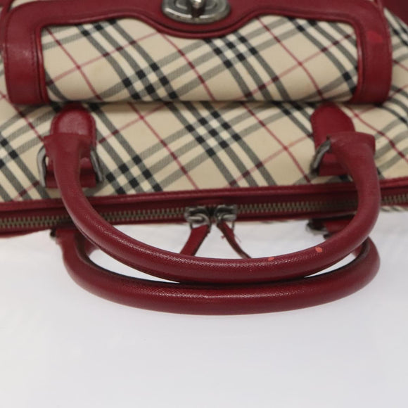 BURBERRY Nova Check Hand Bag Canvas Leather Beige Auth BD953