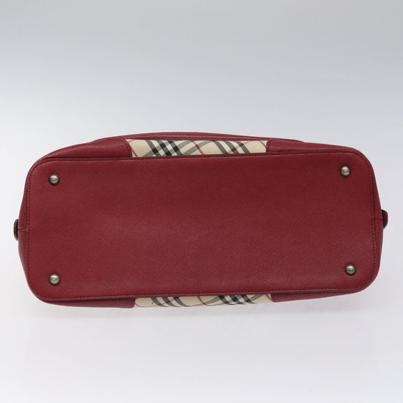 BURBERRY Nova Check Hand Bag Canvas Leather Beige Auth BD953