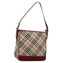 BURBERRY Nova Check Blue Label Shoulder Bag Canvas Beige Auth BD954-1