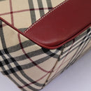 BURBERRY Nova Check Blue Label Shoulder Bag Canvas Beige Auth BD954-15