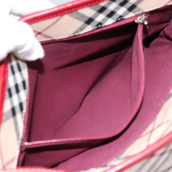 BURBERRY Nova Check Blue Label Shoulder Bag Canvas Beige Auth BD954