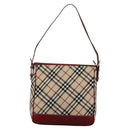 BURBERRY Nova Check Blue Label Shoulder Bag Canvas Beige Auth BD954-13