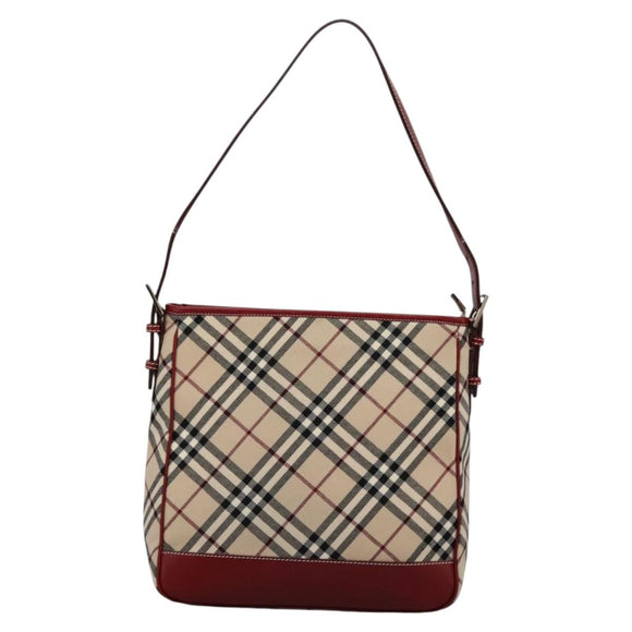 BURBERRY Nova Check Blue Label Shoulder Bag Canvas Beige Auth BD954